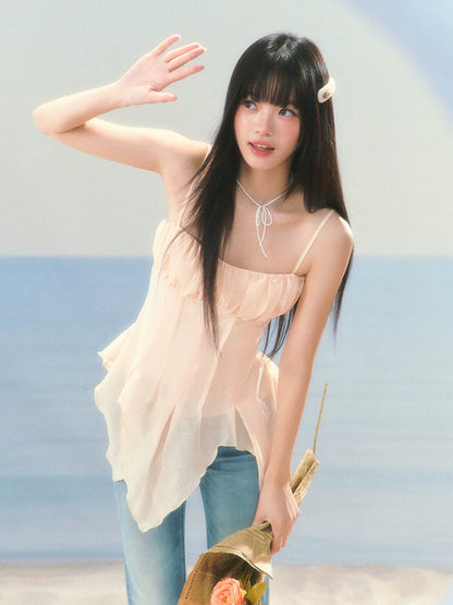 Asymmetrical Chiffon Corset Top