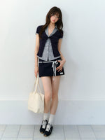 Contrast Plaid Panel Blouse