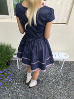 Striped Puff Sleeve A-Line Dress