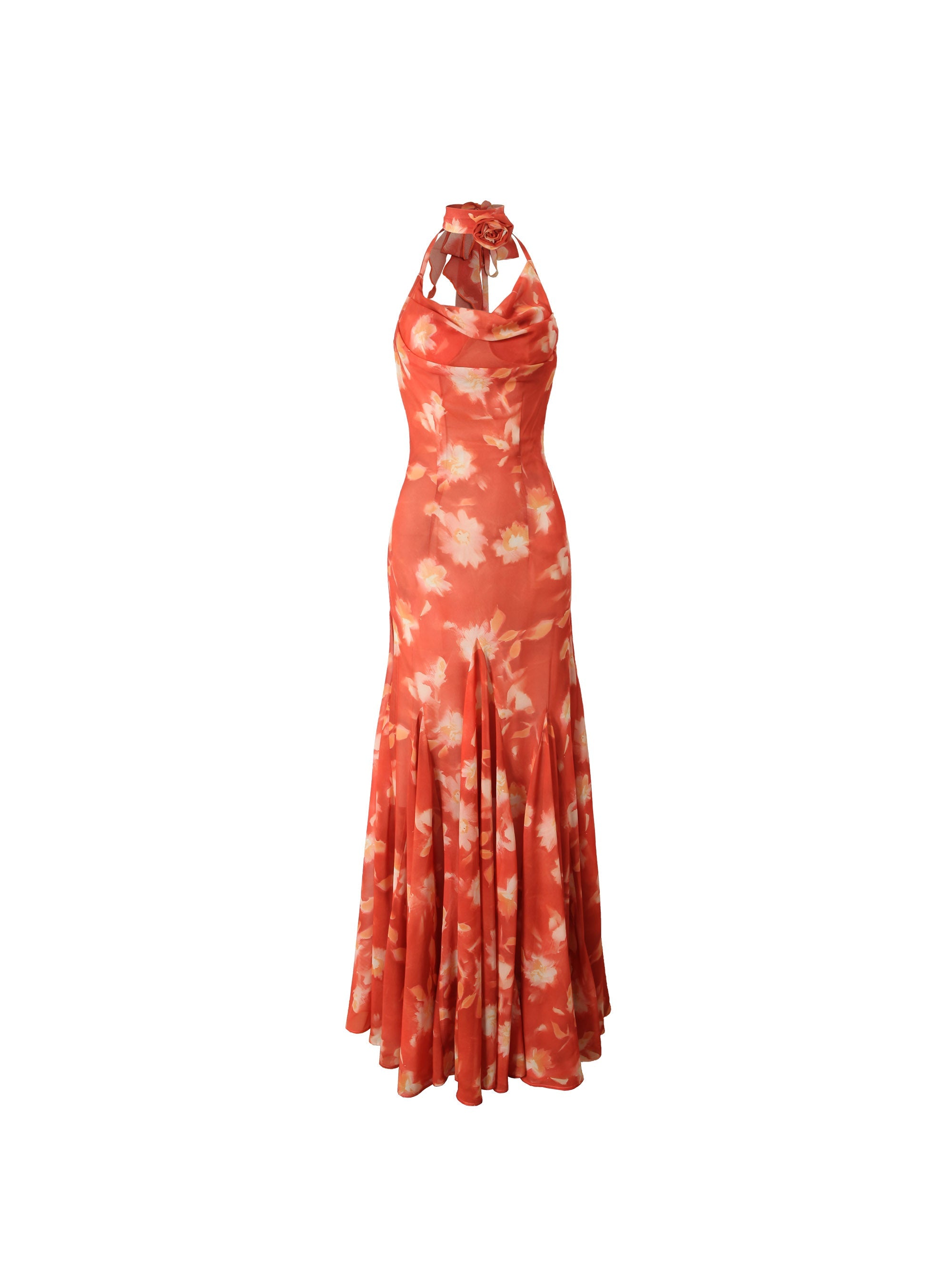 Floral Halter Fish Tail Dress