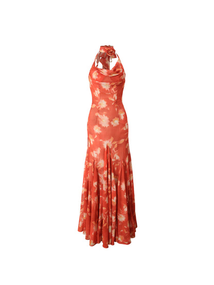 Floral Halter Fish Tail Dress