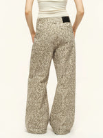 Studded Leopard Wide-Leg Pants