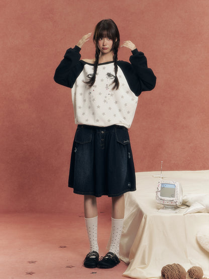 Vintage Utility Denim Skirt