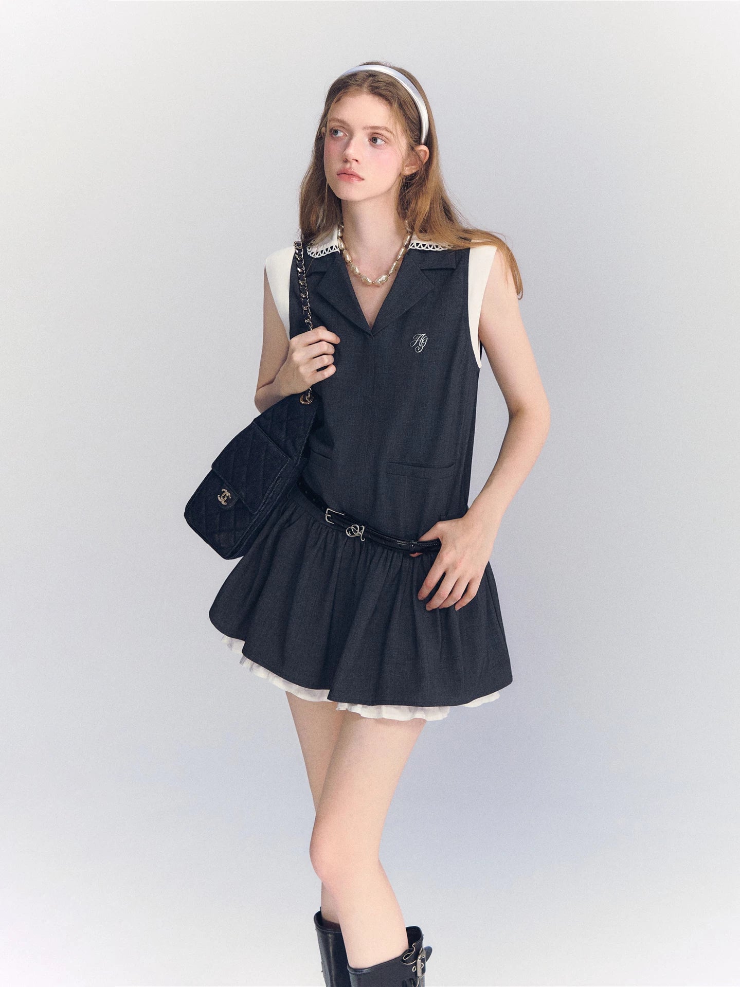 Contrast Collar Mini Dress