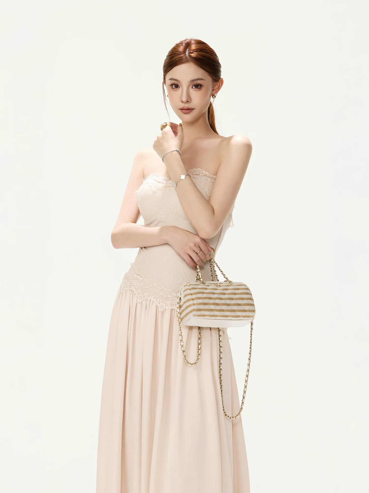 Lace Strapless Maxi Dress
