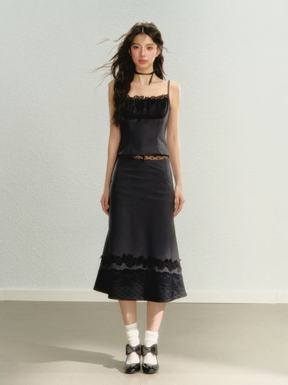 Lace Spaghetti Strap Tank Top &amp; Mini Skirt Set