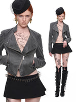 Double-Collar Faux Leather Jacket