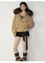 Faux Fur Aviator Down Jacket