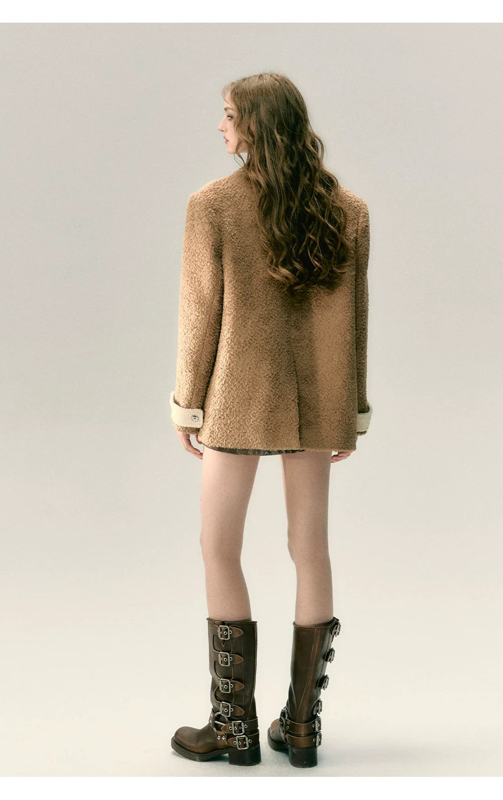 Khaki &amp; Black Woolen 2-in-1 Blazer