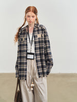 Blue & Red Fringed Plaid Shirt