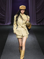 Velvet Suede Jacket & Shorts Two-Piece Set