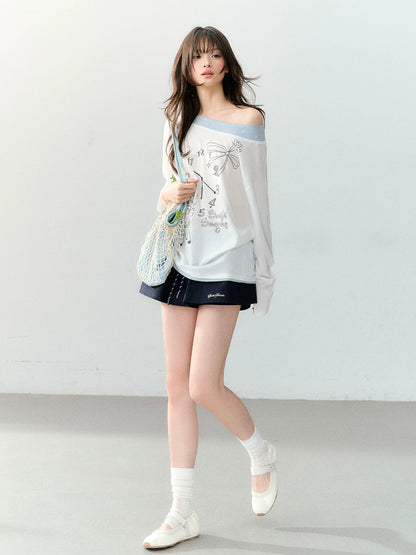 White Clock-Print Polka Dot Tee