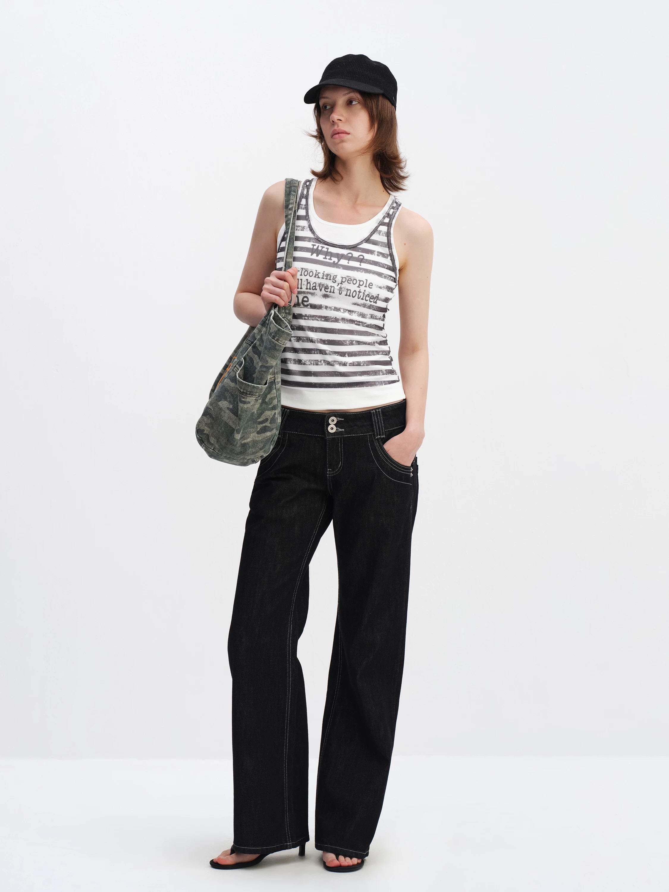 Striped Letter Print Tank