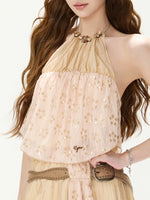 Beaded Halter Top & Skirt Set