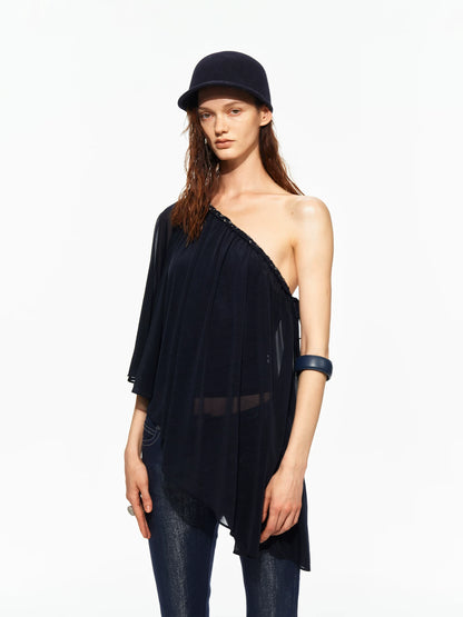 Chain One-Shoulder Cape