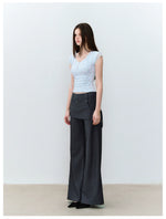 Blade Buckle Asymmetric Wide-Leg Pants