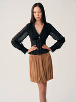 Black Lace Drawstring Cardigan