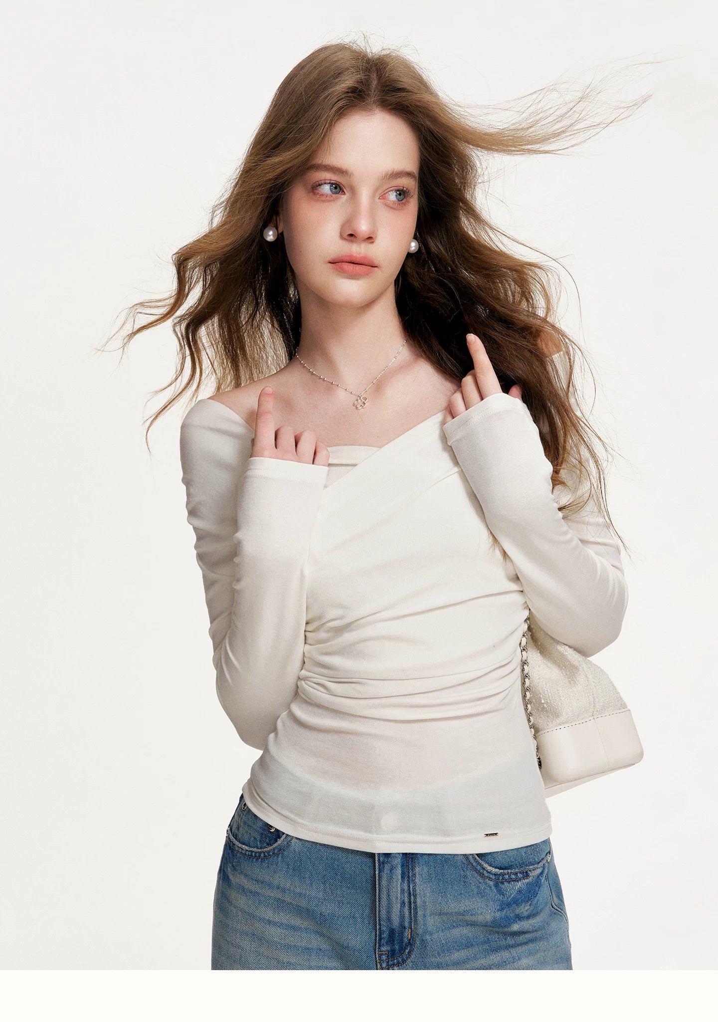 Cross-Neck Off-Shoulder Top