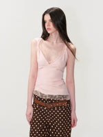 Pink Lace Twist Tank Top