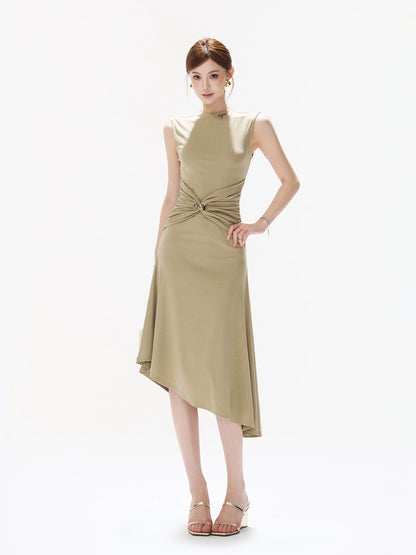 Brown Twisted Waist Dress