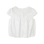 French Crewneck Puff Hem Top