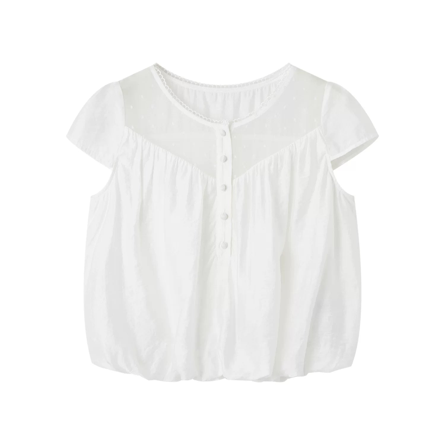 French Crewneck Puff Hem Top