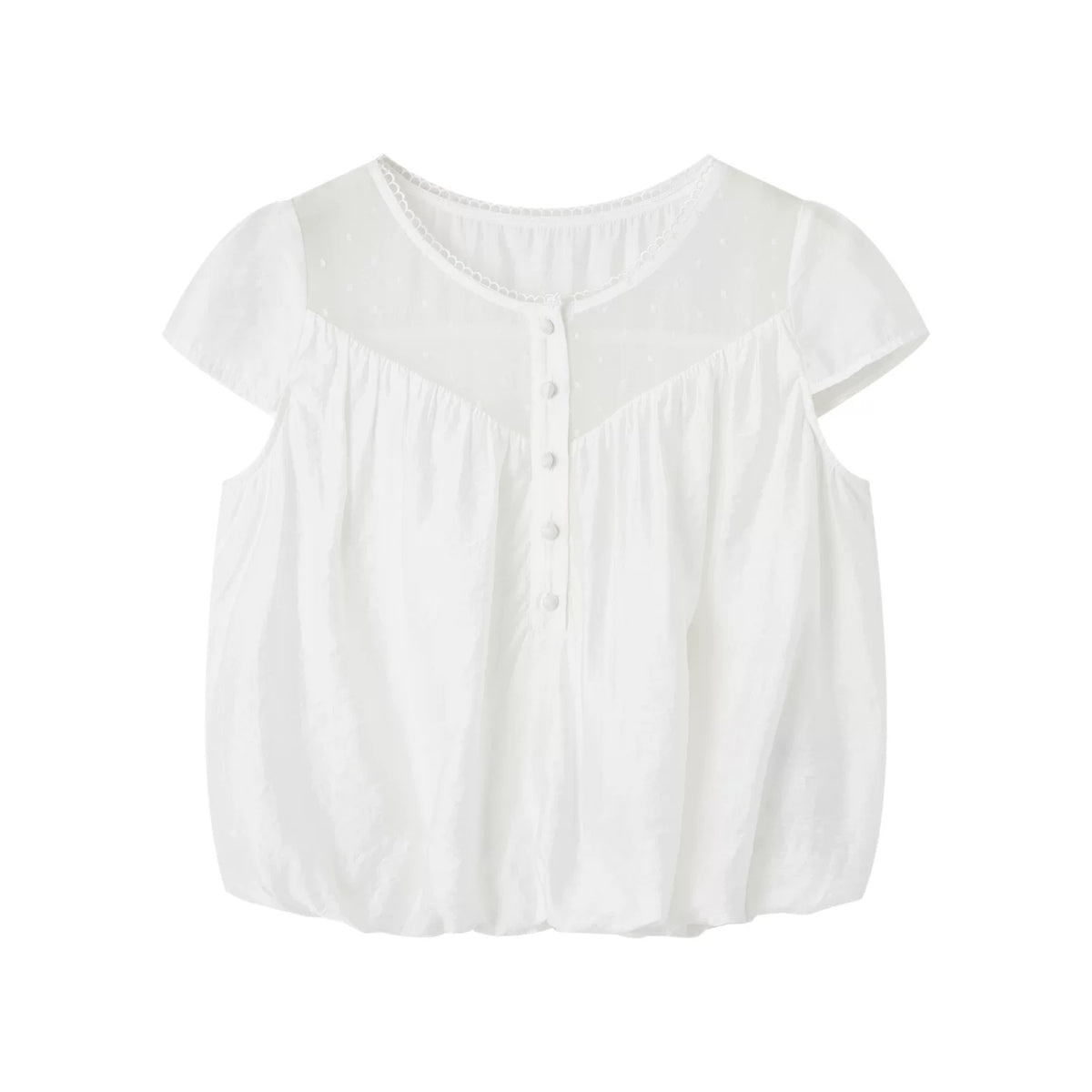 French Crewneck Puff Hem Top