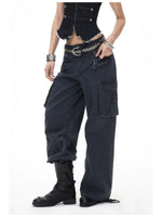 Navy Punk Drawstring Cargo Pants
