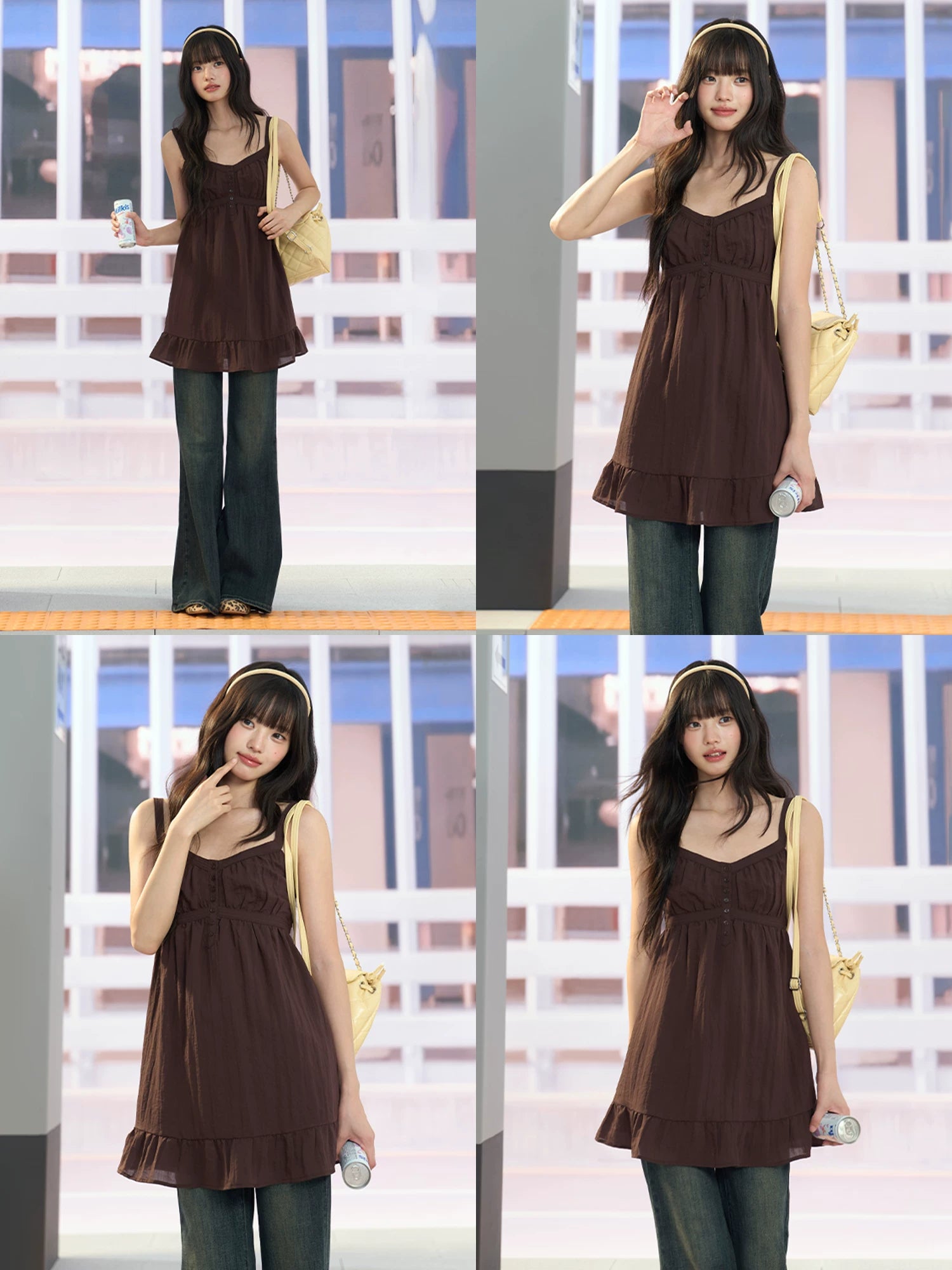Brown Cami A-line Dress