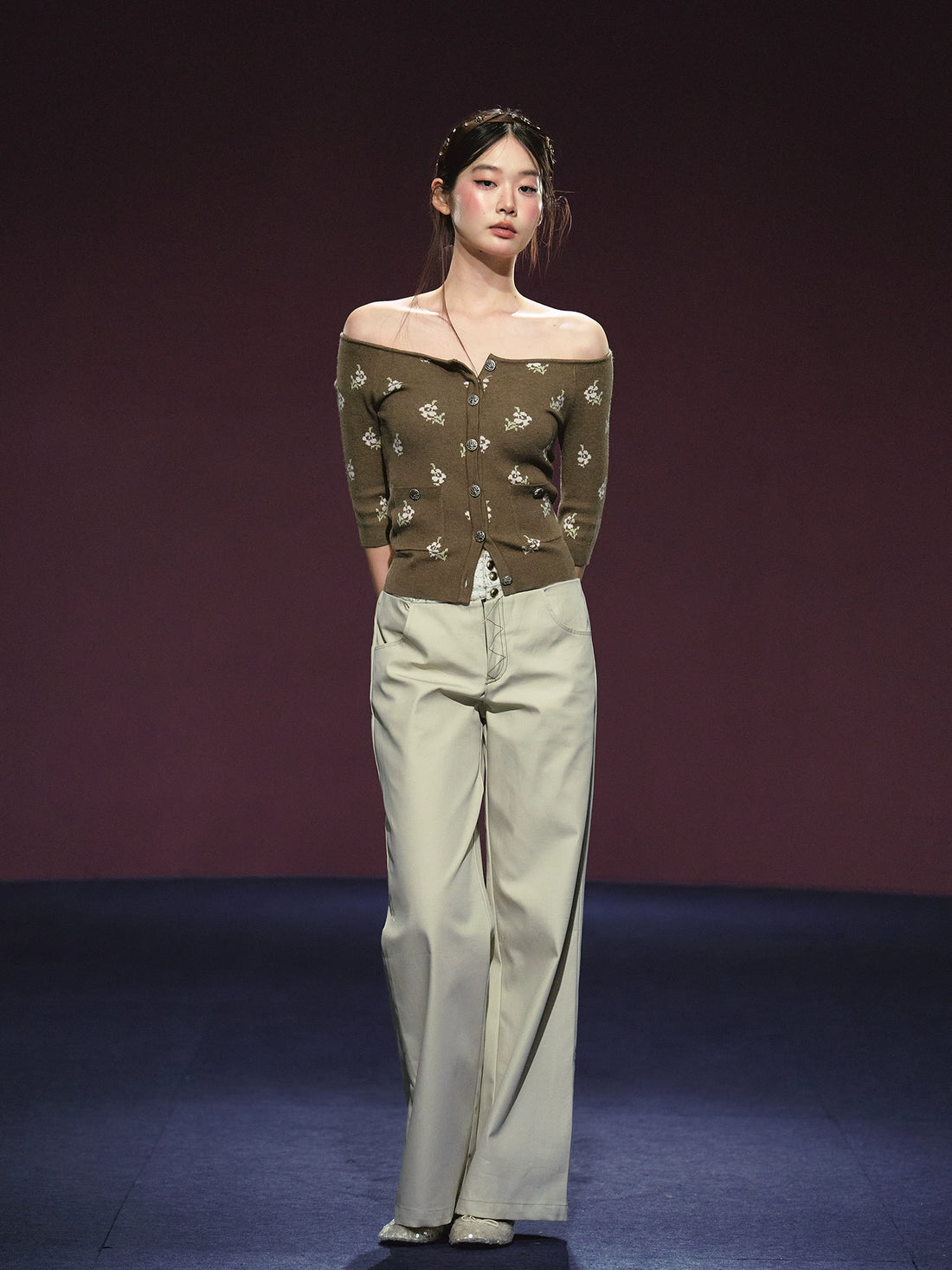 Double-Waistband Two-Piece Straight-Leg Pants