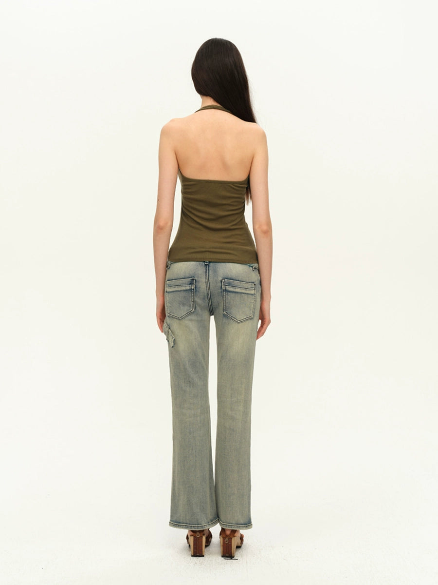 Twist-Front Halter Tank Top