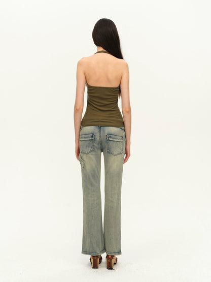 Twist-Front Halter Tank Top