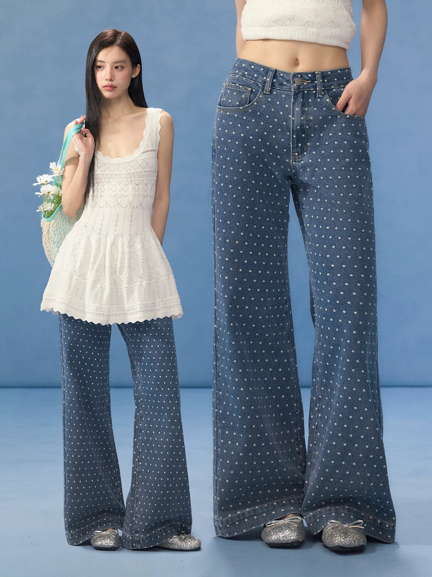 Blue Polka Dot Jeans
