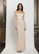 Off-Shoulder Mesh Corset Gown