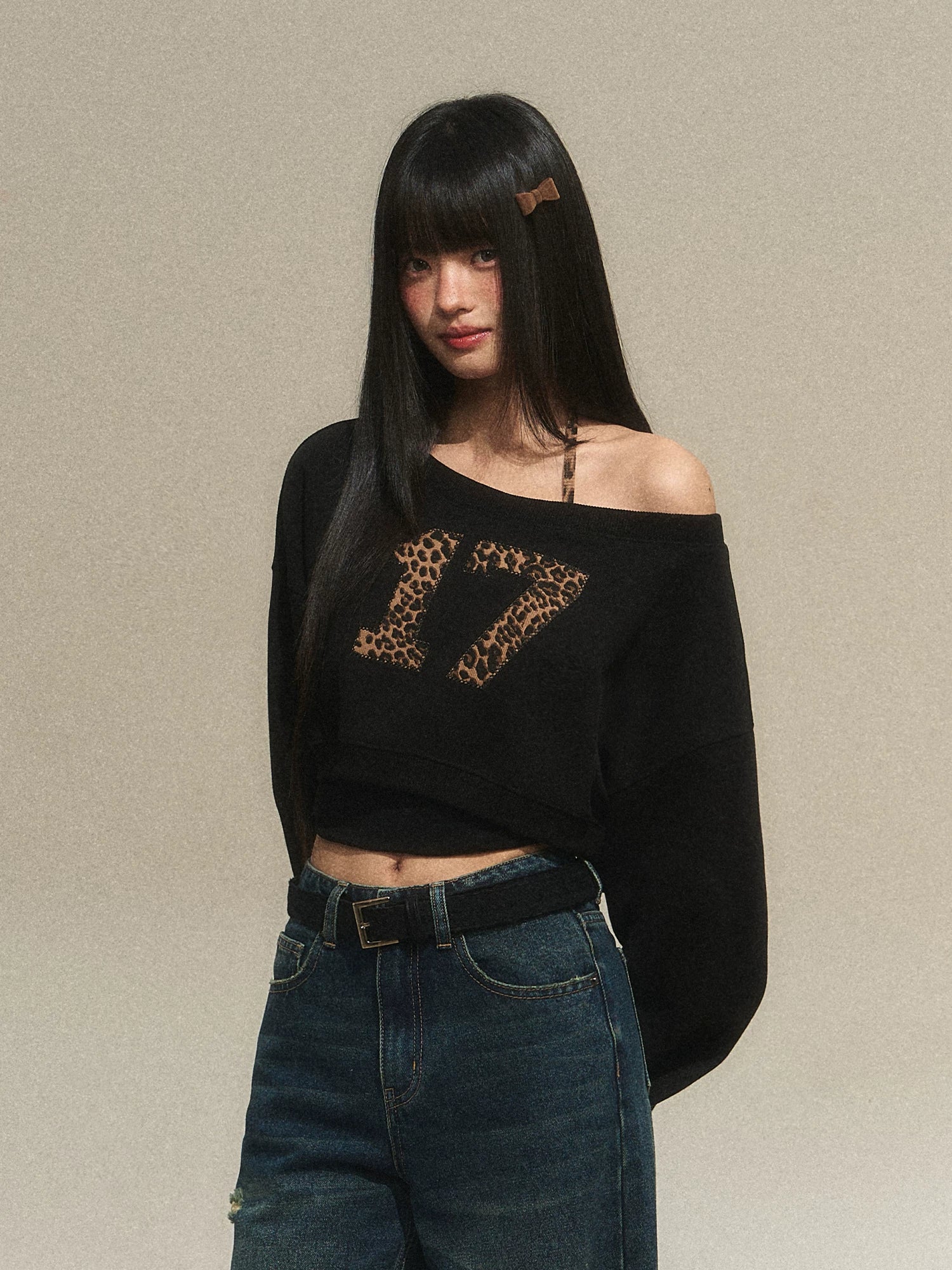 Leopard Strap Asymmetrical Two-Piece Top