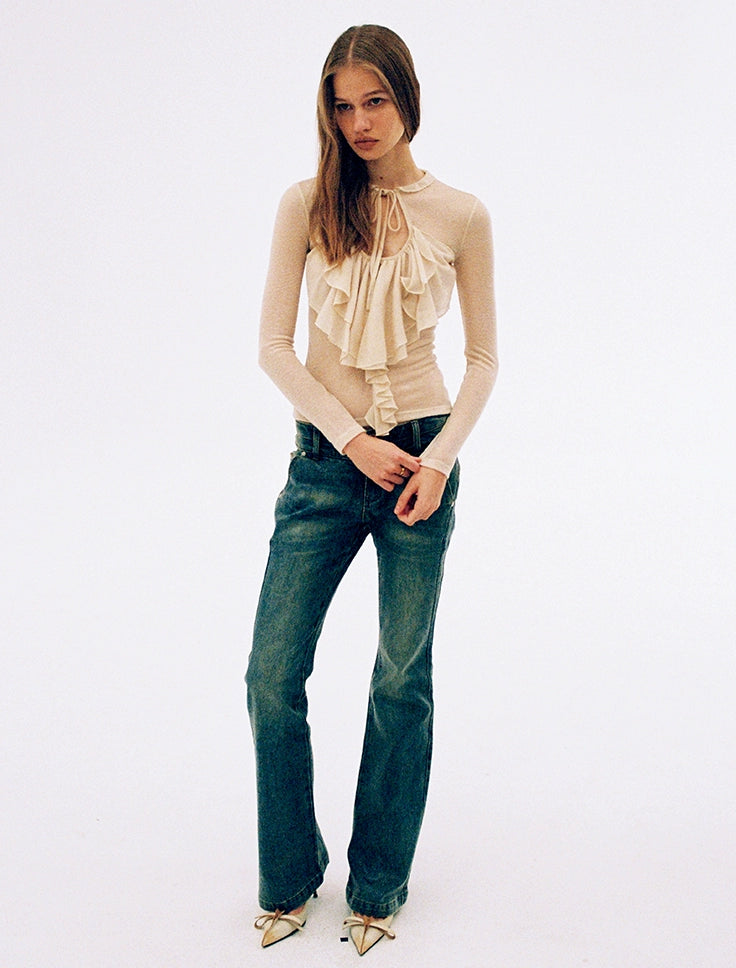 Sheer Wool Ruffle Top