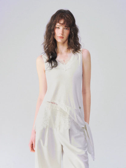Irregular Lace V-Neck Top