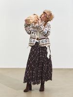 Jacquard Fleece High-neck Oversized Jacket