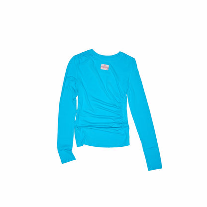 Ruched Crewneck Long-Sleeve Blouse