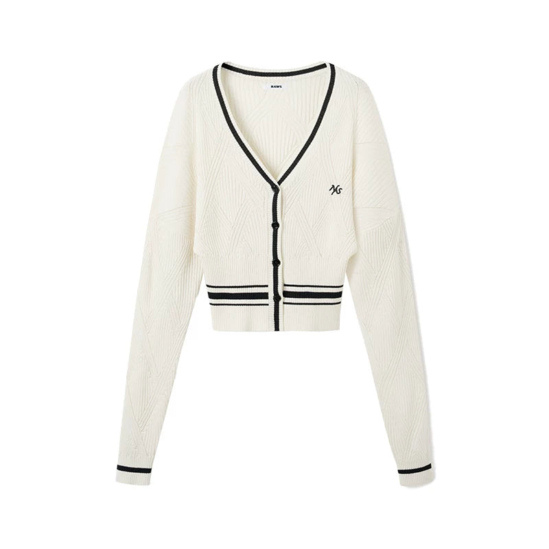 Newport Striped V-Neck Knit Cardigan