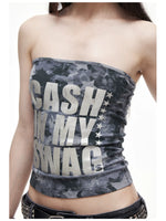 Camo Letter Print Tube Top