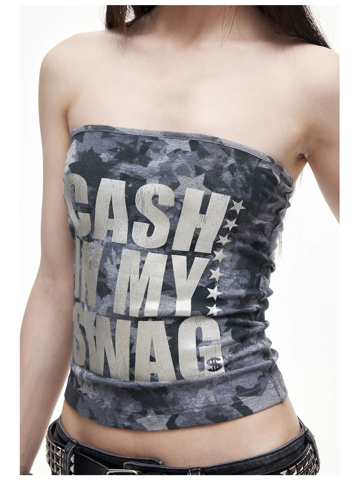 Camo Letter Print Tube Top