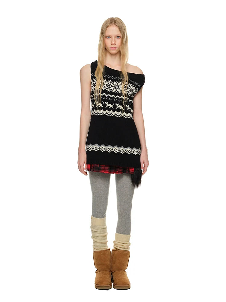 Vintage Jacquard Chunky Knit Vest