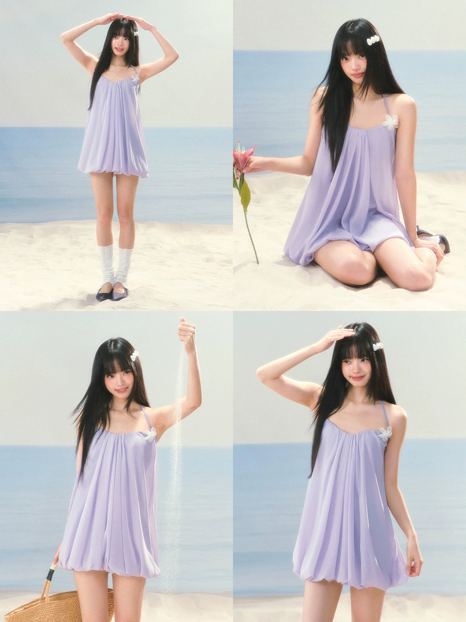 Purple Floral Halter Mini Dress