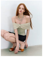 Twist Bardot Ribbed T-Shirt