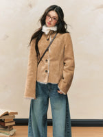 Khaki Shearling Fur Coat