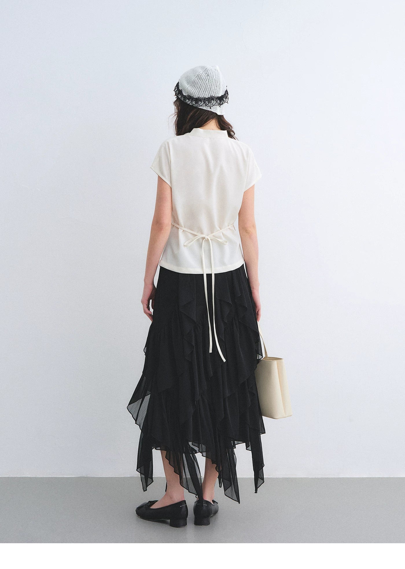 Lace Trim Draped Blouse
