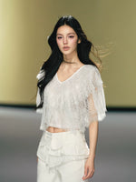 V-Neck Lace Cape Top