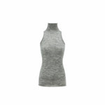 Solid Mohair High-Neck Sleeveless Vest