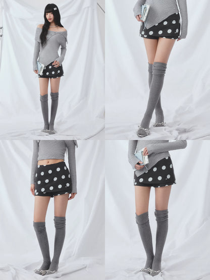 Gray Polka Dot Skort